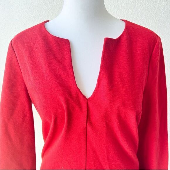 Diane Von Furstenburg V Neck Wool Shift Dress in Red 6 - Picture 2 of 5